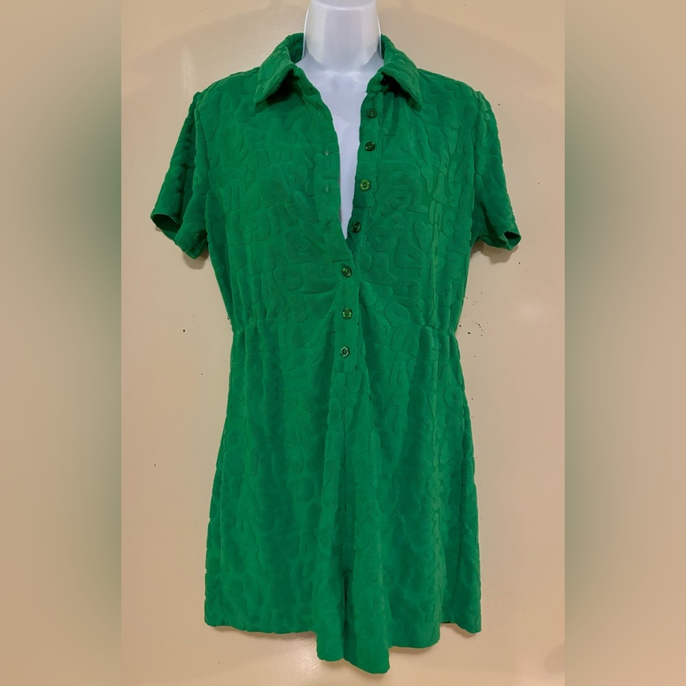 90s Letter Pattern Button Front Romper - image 7